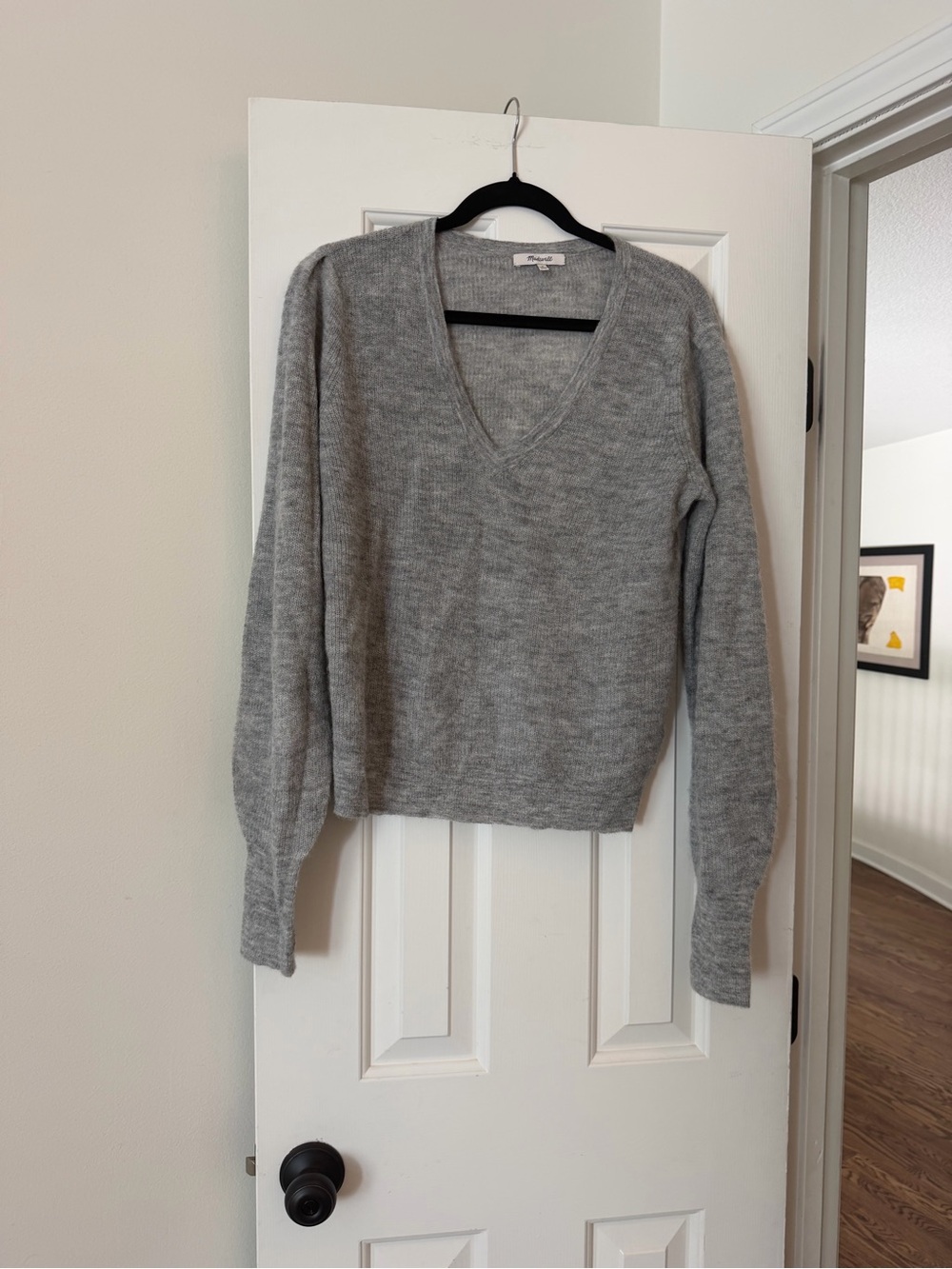 Madewell Light Gray V-Neck Sweater